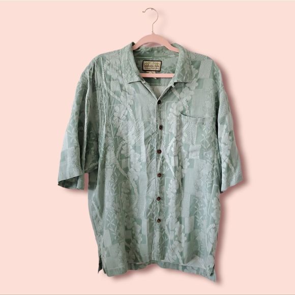 Jamaica Jaxx Other - 𝅺JAMAICA Jaxx | Vintage Silk Sage Green Floral Hawaiian Shirt Size L